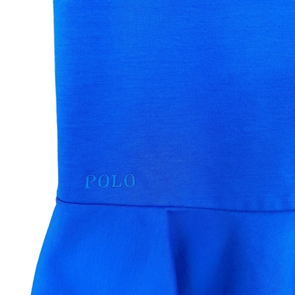 Polo Ralph Lauren Dress Girls Size 12 Blue Short Sleeve Ruffle Hem Casual